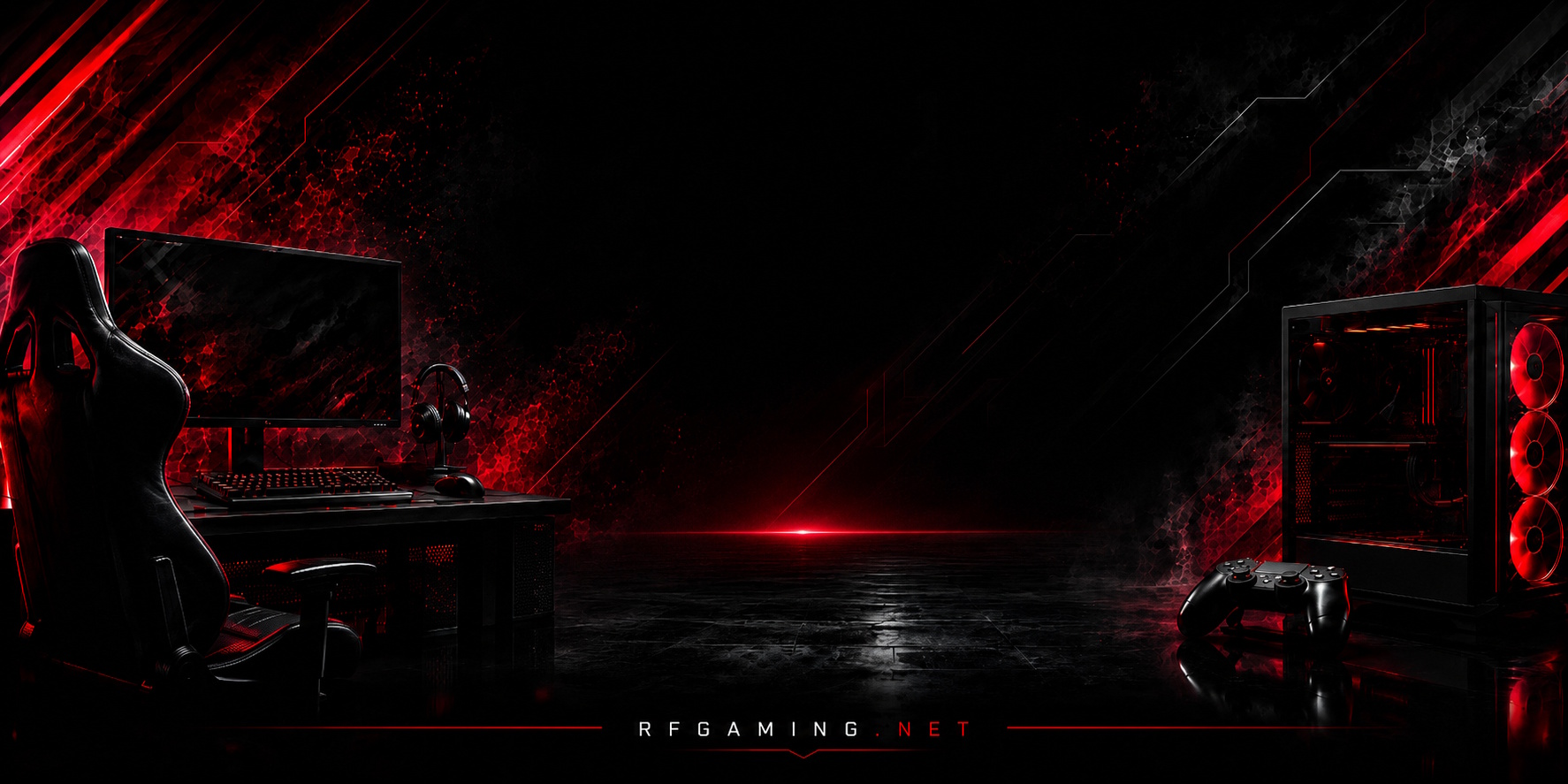 Black and red RF Gaming setup